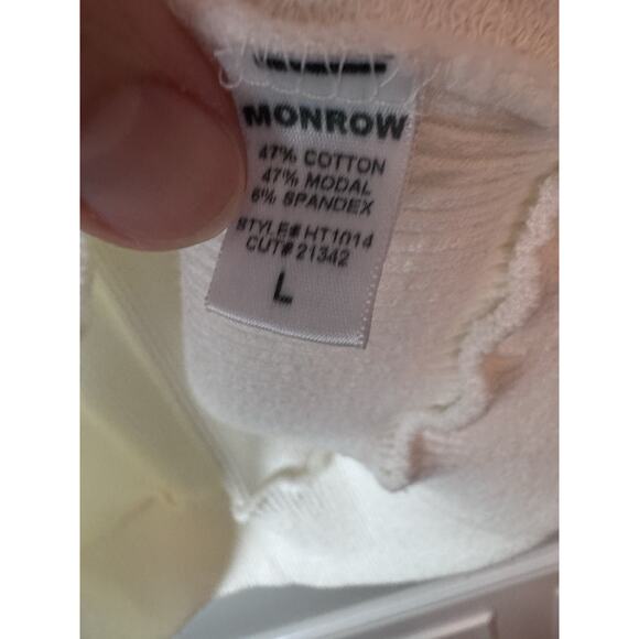 MONROW Ivory Ribbed Crewneck Sweater Pull Over Women's Sz Large NWT - Picture 5 of 10